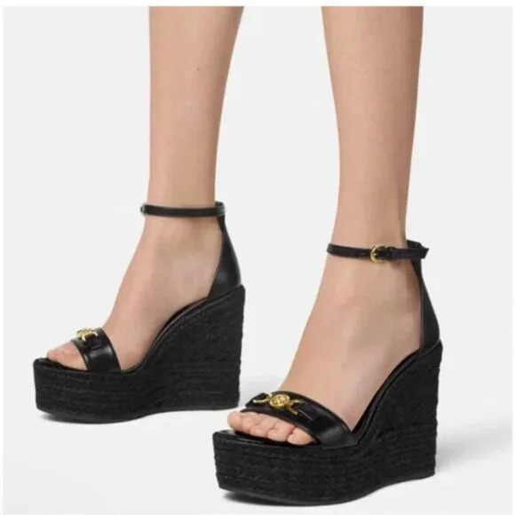 NEW VERSACE MEDUSA '95 LEATHER WEDGE SANDALS 120 MM - Picture 3 of 5